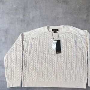 Truth by Republic Men’s Cable Knit Crewneck Sweater Beige Small NWT